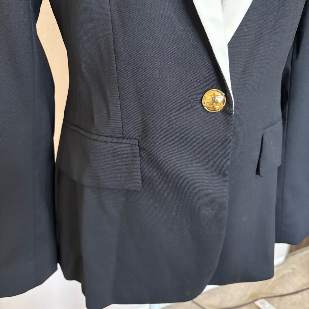 Escada Bavoya Wool Contrast Single Breasted Blazer Jacket in Black Womens 36 - Picture 6 of 12